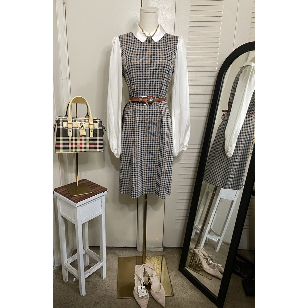 Tommy Hilfiger Plaid Satin Sleeves Shift Dress Size 4